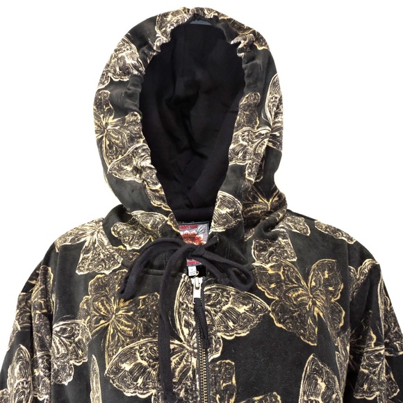 JOHNNY WAS ⚜ WOMEN'S BLACK COTTON VELVET HUDED JACKET - Picture 2 of 6